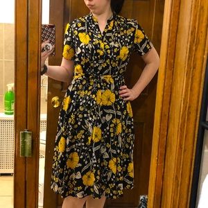 Nanette Lepore black dress with yellow flowers